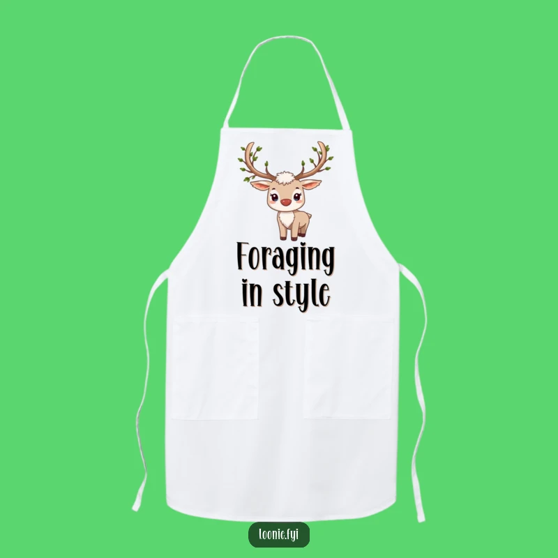 Proud Caribou Apron - Leafy Antlers, Funny Kitchen Decor for Nature Lovers