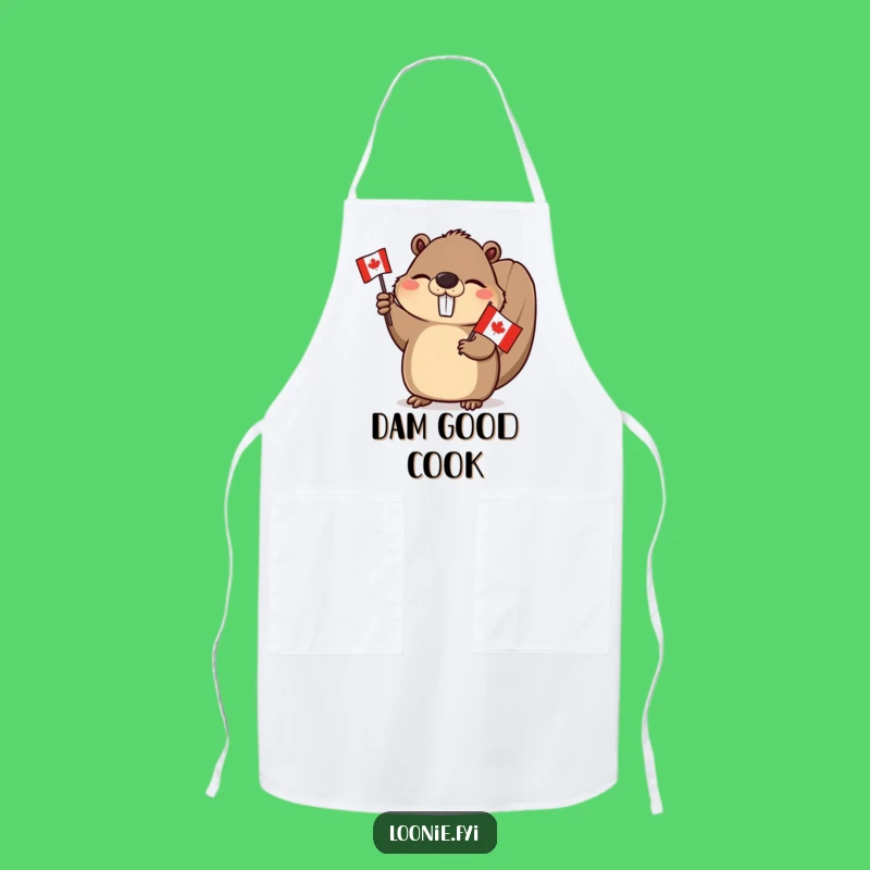 Funny Beaver Apron: Winking Canadian Chef, Hilarious Humorous Gift for Cooks