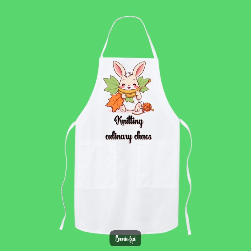 Funny Bunny Knitting Maple Leaf Apron - Craft with Comedy!