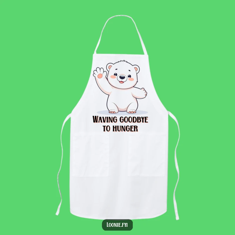 Funny Polar Bear Cub Apron: Frosty Wave for a Hilarious Kitchen Gift
