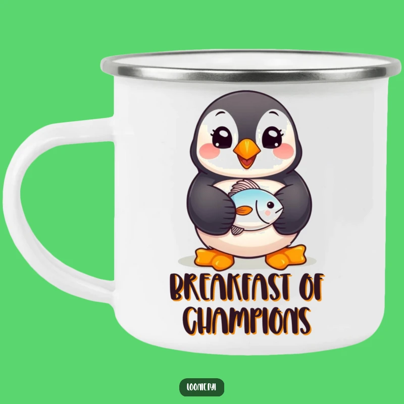 Funny Puffin Camping Mug: Cheerful Fish-Holder, Durable Humorous Gift for Outdoors