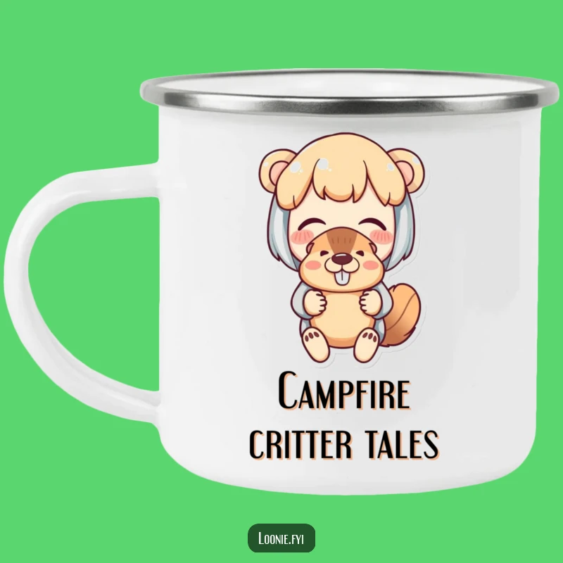 Funny Beaver Puppet Camping Mug: Delighted Character's Amusement Outdoors