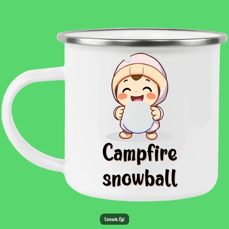 Funny Snowball Fight Character Camping Mug - Outdoor Fun Gift