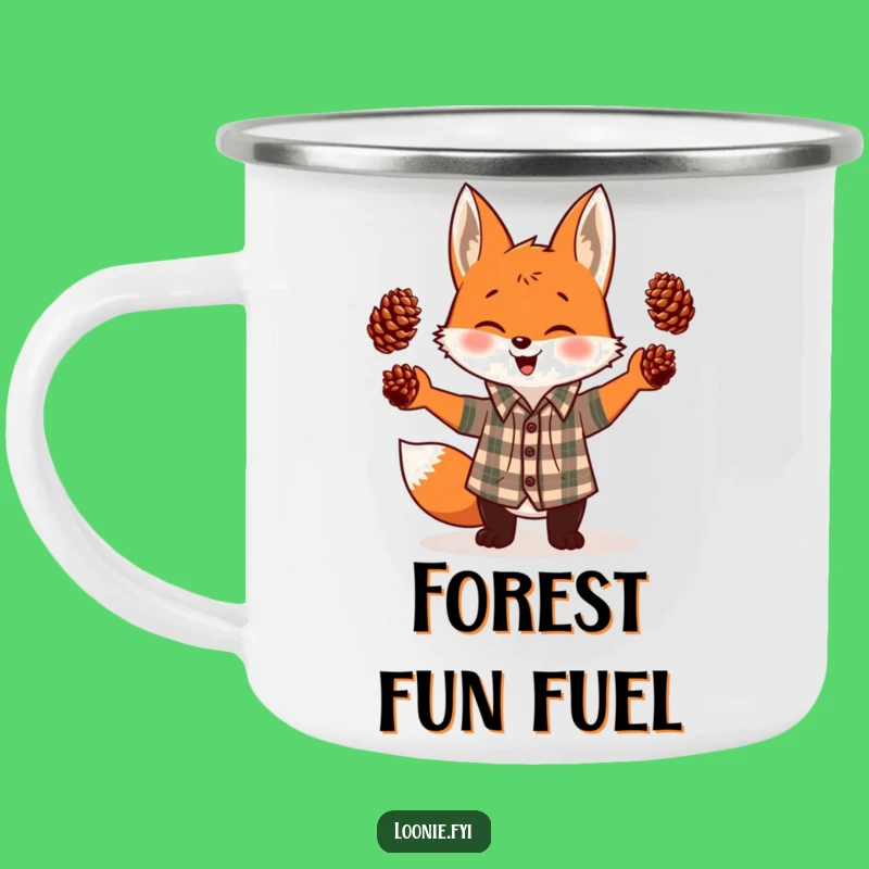 Funny Fox Juggling Pinecones Plaid Camping Mug - Adventure Laughs