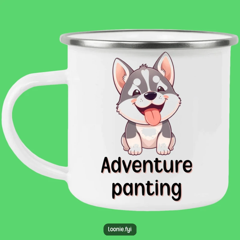 Funny Husky Grin Camping Mug - Happy Dog Lover's Outdoor Gear