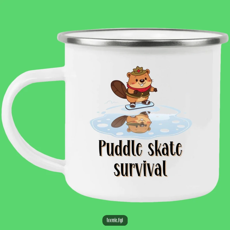 Funny Mountie Beaver Camping Mug: Durable Syrup-Skating Beaver Mug - Outdoor Funny Gift!