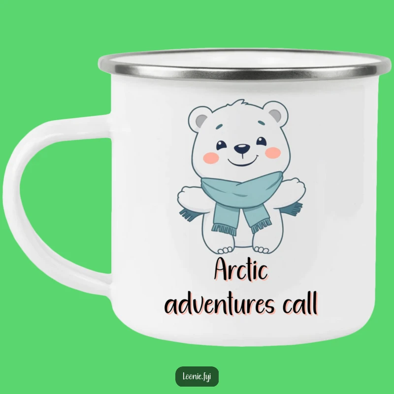 Funny Polar Bear Grinning Camping Mug: Cool Adventures