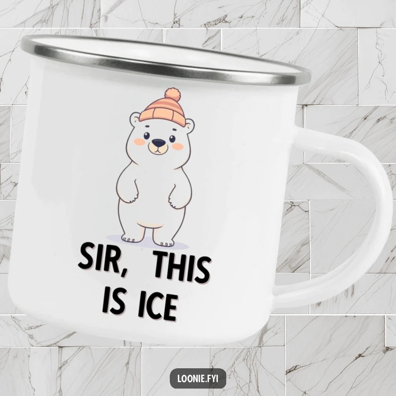 Funny polar bear with a toque, a perfect companion for your outdoor adventures in this durable camping mug.