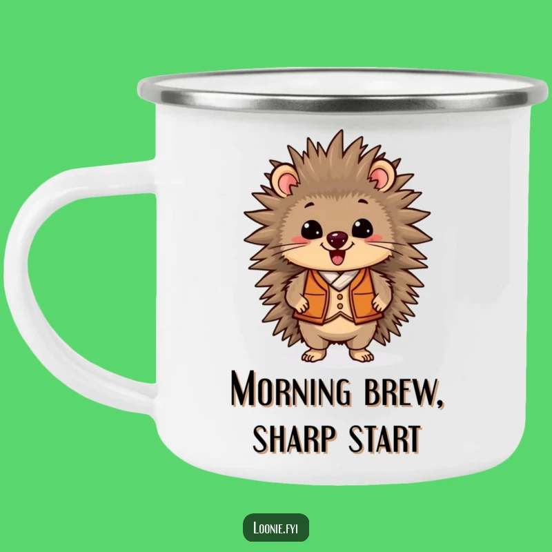 Funny Porcupine Vest Camping Mug: Adventure with Proud and Cheerful Style