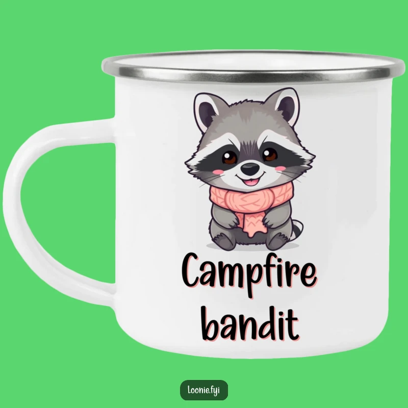 Funny Raccoon Camping Mug: Grinning Scarf Bandit, Durable Humorous Gift for Outdoors