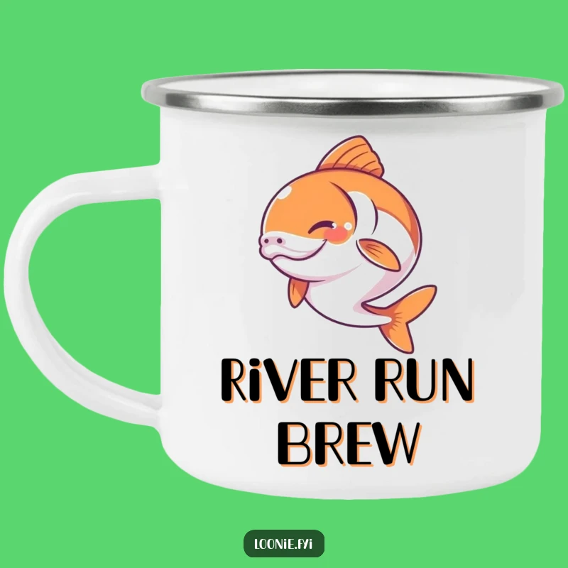 Jumping Salmon Camping Mug - Happy Determination, Funny Outdoor Companion