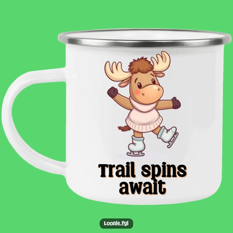 Funny Moose Skating Camping Mug: Twirls and Trails