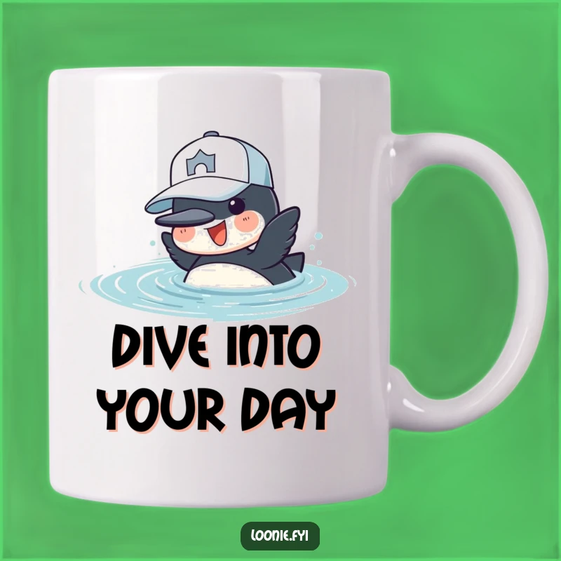 Funny Loon Dive Mug - Cheerful Diver, Baseball Cap, Unique Water Bird Gift