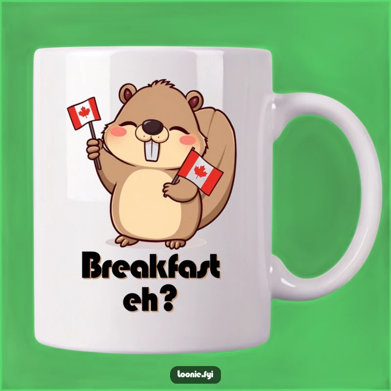 Funny Beaver Mug: Winking Canadian Flag Wielder, Perfect Humorous Gift for Canadians