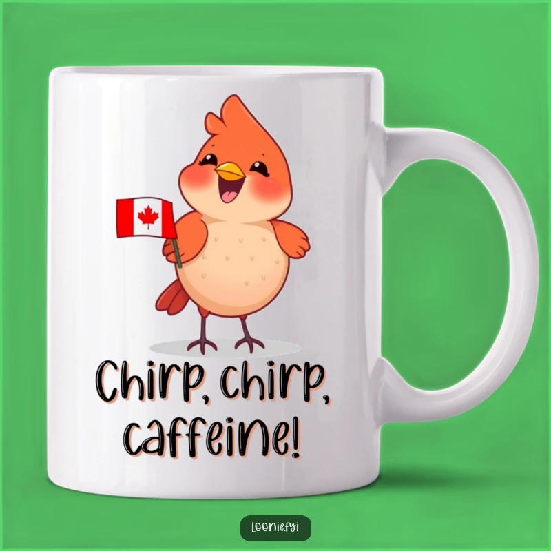 Funny Cardinal Flag Mug: Cheerful Canadian Bird Lover Gift for Patriotism and Joy