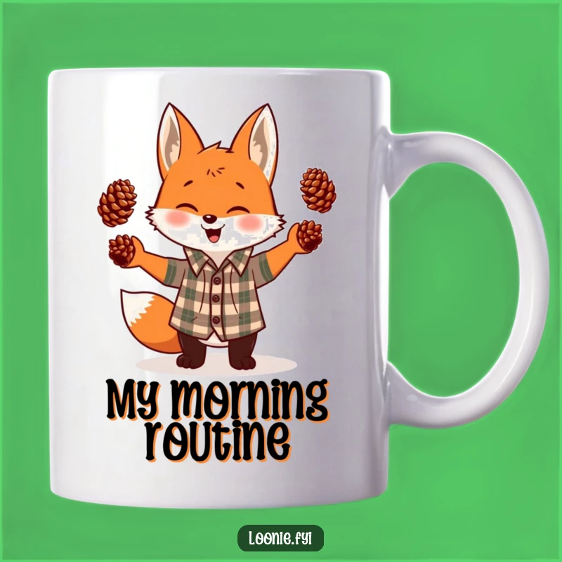 Funny Giggling Fox Juggling Pinecones Plaid Shirt Mug - Perfect Gift