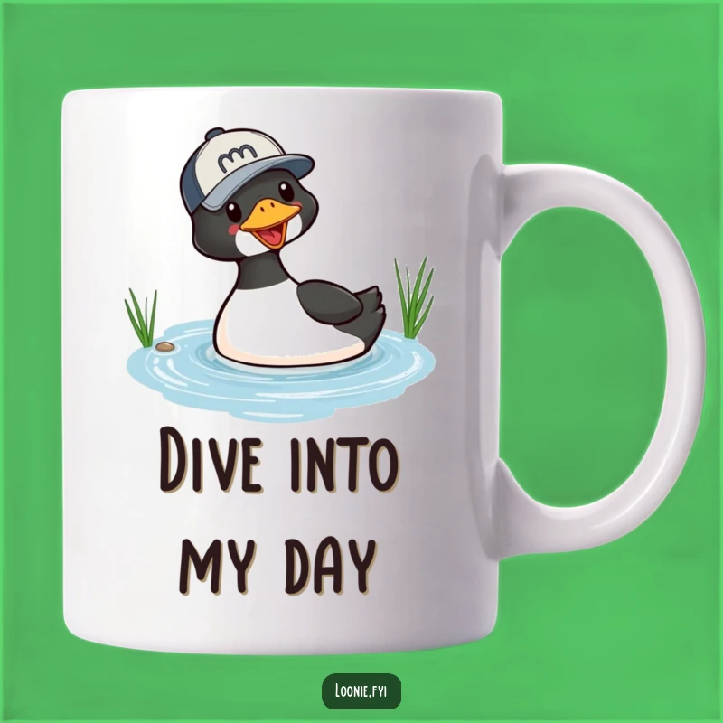Funny Loon Diving Baseball Cap Mug - Playful Wildlife Humor Gift