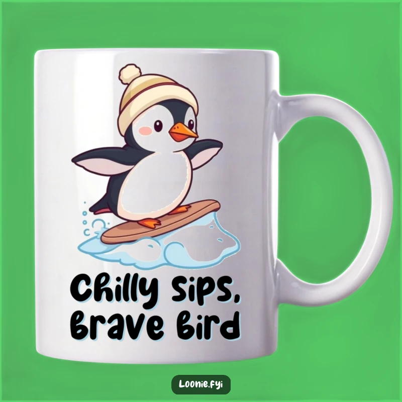Funny Puffin Surfing Frozen Wave Mug - Arctic Adventure Gift!