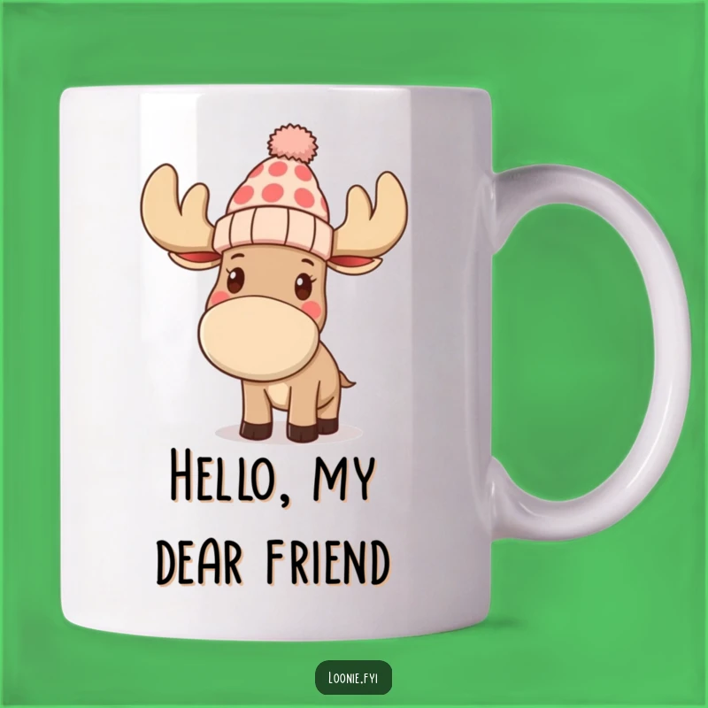 Funny Moose Toque Mug: Friendly Character Waving Hello, Perfect Funny Gift