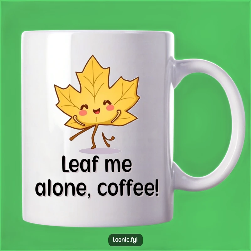 Funny Maple Leaf Mug Gift: Playful Character Dancing with Joy