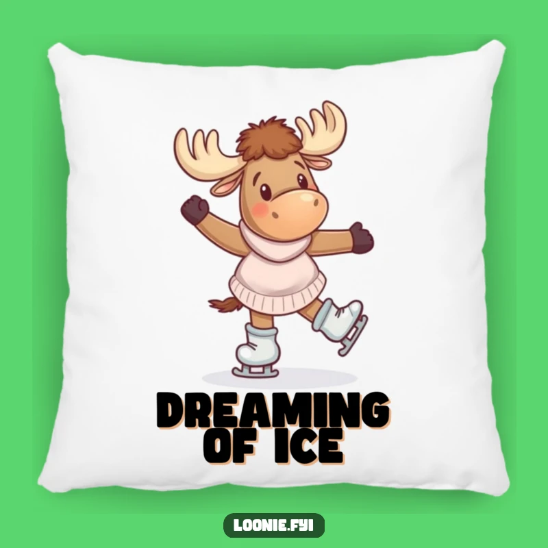 Cozy Funny Moose Skating Pillow: Comfort with a Twirl