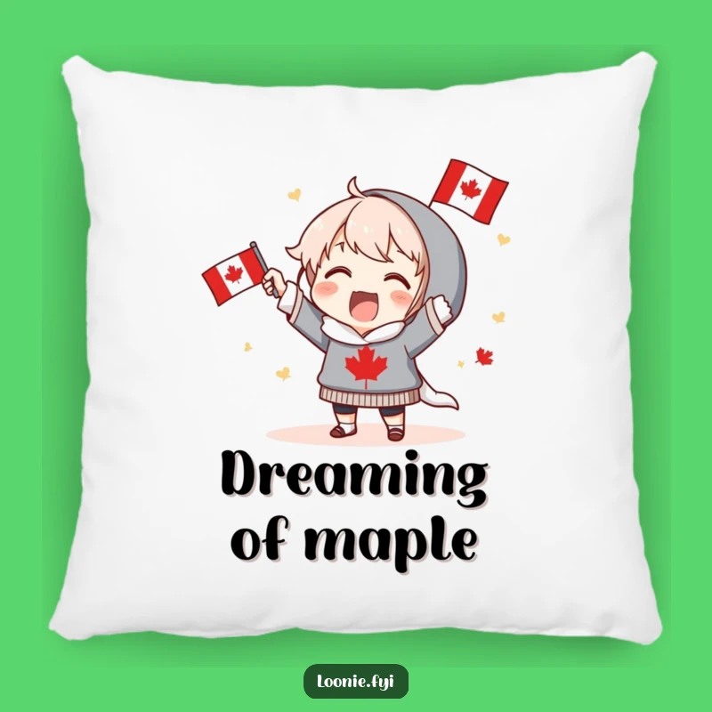 Funny Canadian Cheer Pillow: Excited Character's Cozy Patriotism - Comforting Gift