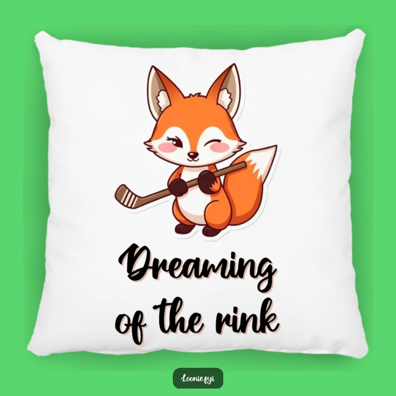 Funny Red Fox Pillow: Playful Wink & Hockey Stick - Perfect Funny Gift