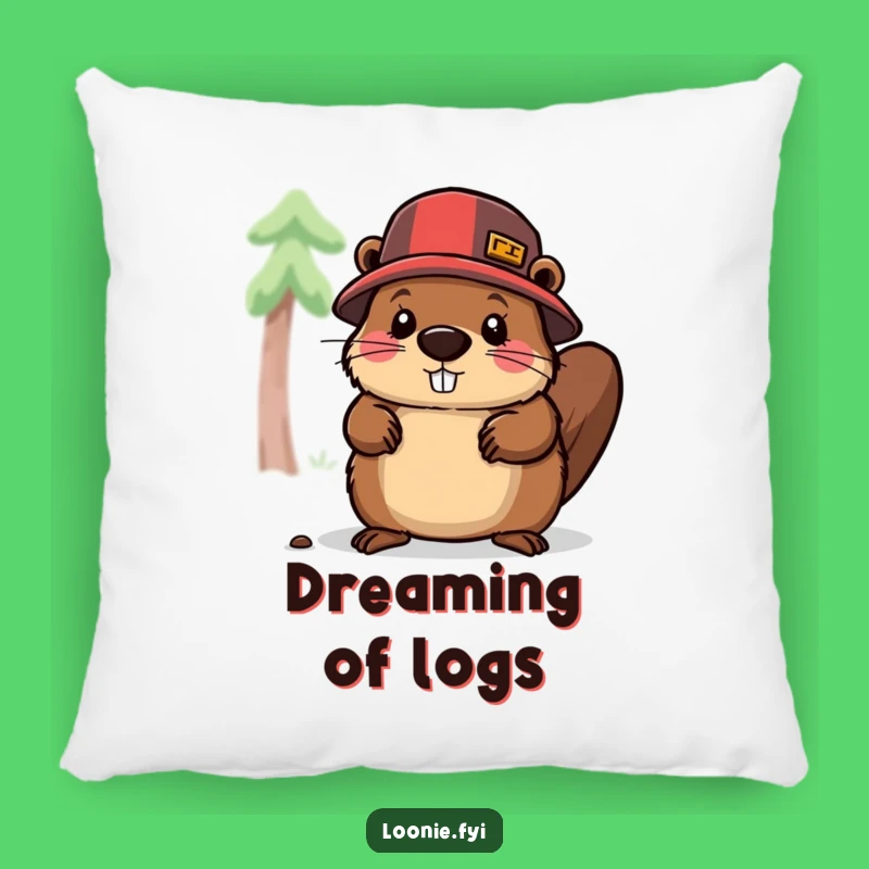 Funny Beaver Lumberjack Pillow: Soft Character Chopping Wood, Comfy Funny Gift