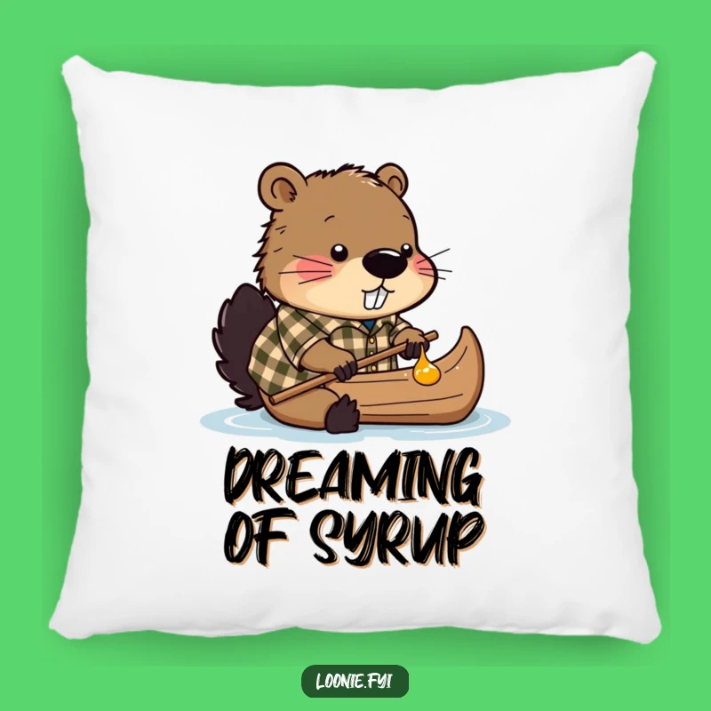 Funny Beaver Maple Syrup Pillow: Cozy Comfort with Woodland Flair