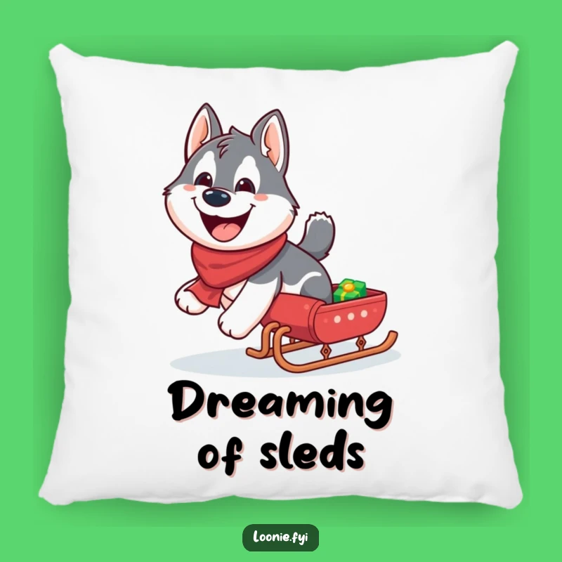 Funny Husky Sleigh Pillow: Cozy Canine Comfort with a Hilarious Design