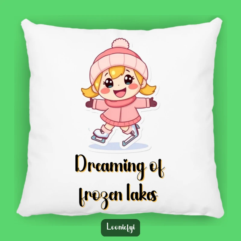Funny Ice Skating Pillow: Happy Character's Grin for Cozy Comfort