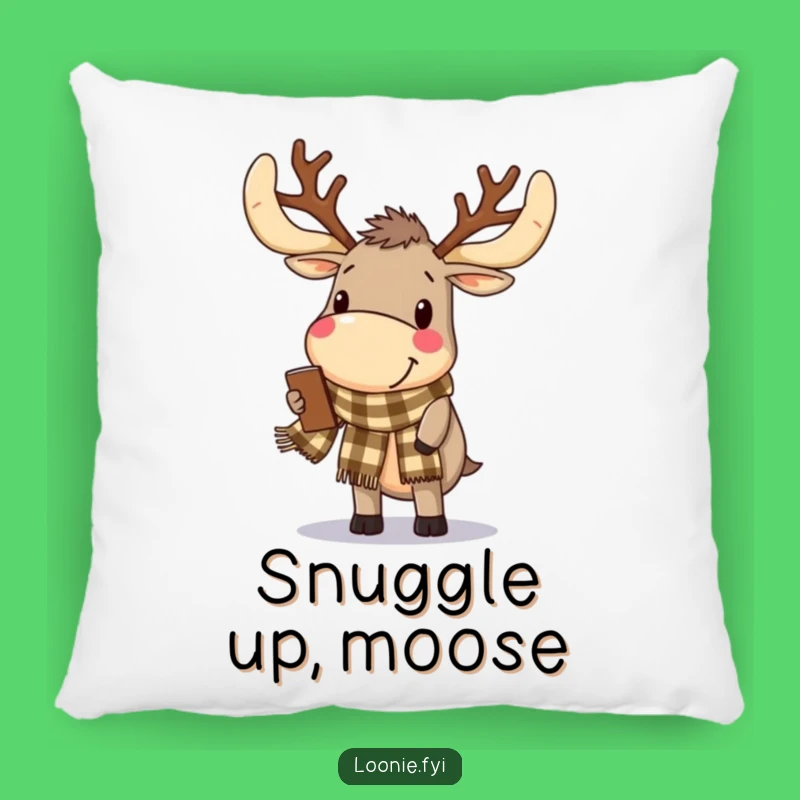 Funny Moose Scarf Pillow - Delighted Antlers Comfort, Cozy Decor, Funny Gift