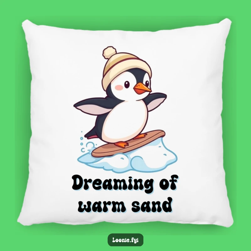Funny Puffin Frozen Wave Pillow - Cozy Arctic Comfort!