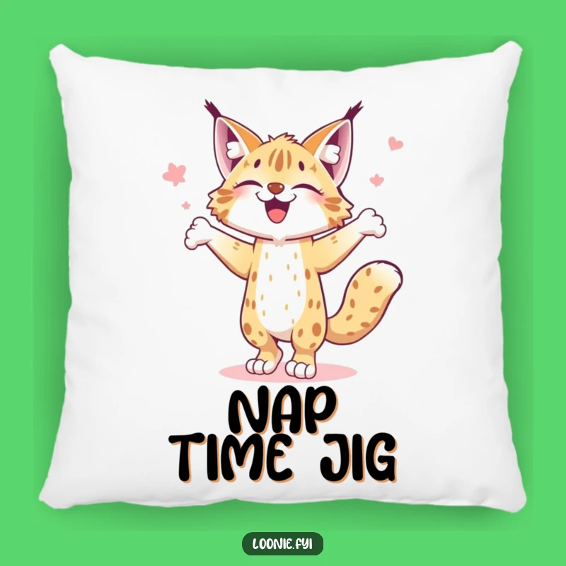 Funny Lynx Jig Pillow - Cozy Dance Cushion, Whimsical Feline Accent Pillow