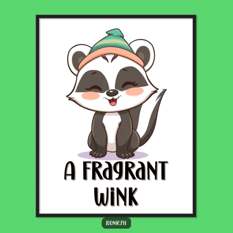 Funny Skunk Winking Toque Digital Art: Instant Playful Decor