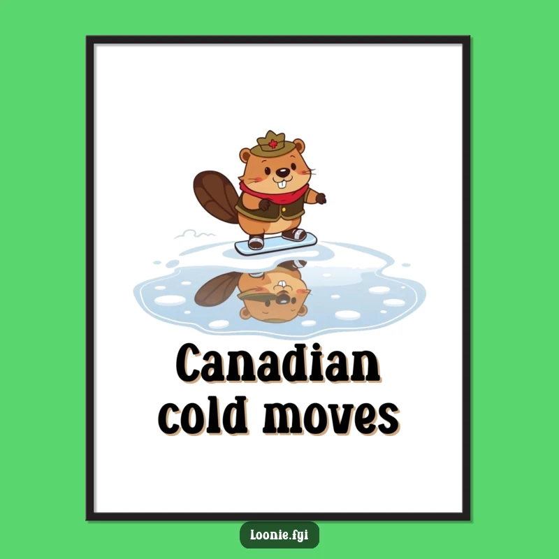 Funny Mountie Beaver Digital Art: Printable Syrup-Skating Beaver - Instant Funny Gift!