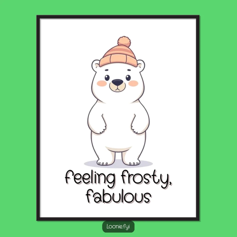 Funny Polar Bear Toque Digital Art: Arctic Pride, Instant Funny Gift