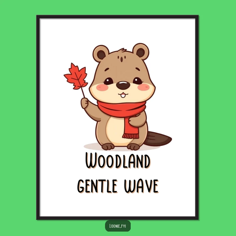 Funny Beaver Maple Leaf Digital Art: Instant Canadian decor, charming gift