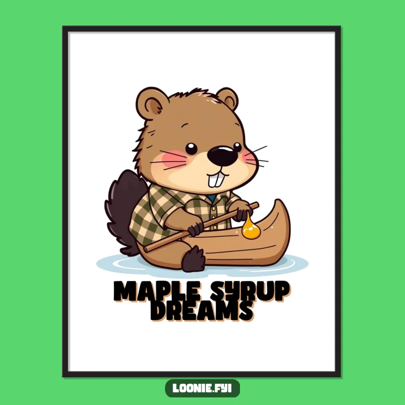 Funny Beaver Syrup Canoe Digital Art: Whimsical Woodland Decor for Your Home