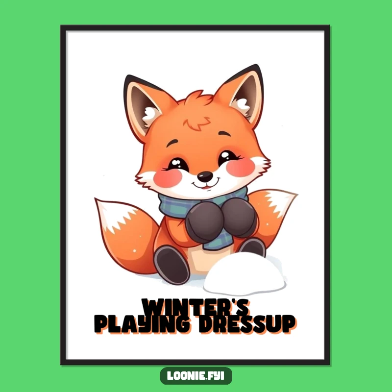 Funny Fox Mittens Digital Art: Playful Winter, Instant Funny Gift