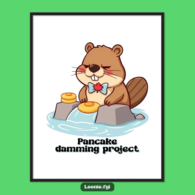 Funny Grumpy Beaver Pancake Dam Digital Print - Instant Canadian Charm!
