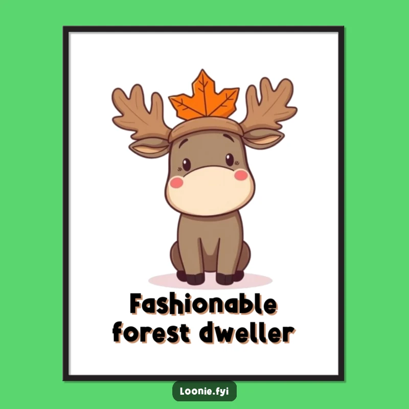 Funny Moose Hat Digital Art: Printable Confused Moose - Instant Funny Gift!