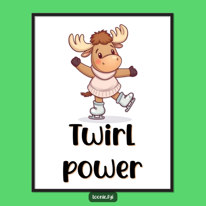 Funny Moose Skating Digital Art: Instant Giddy Decor