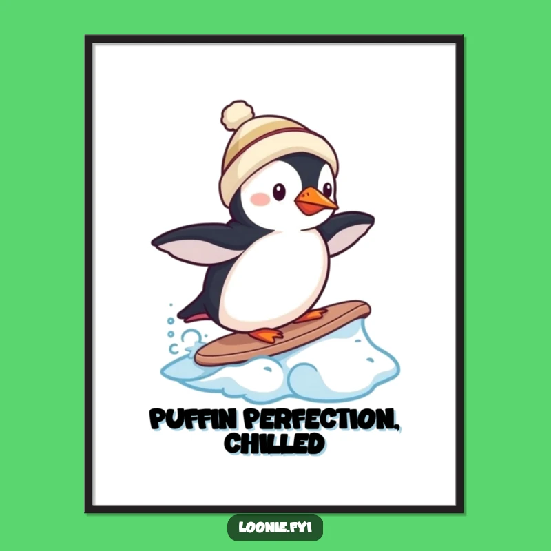 Funny Puffin Frozen Wave Digital Art - Instant Arctic Cool Decor!