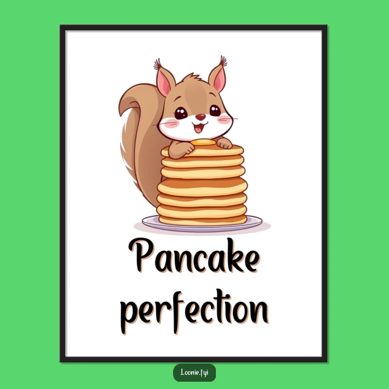 Funny Squirrel Pancake Digital Art Print - Hilarious Breakfast Wall Decor