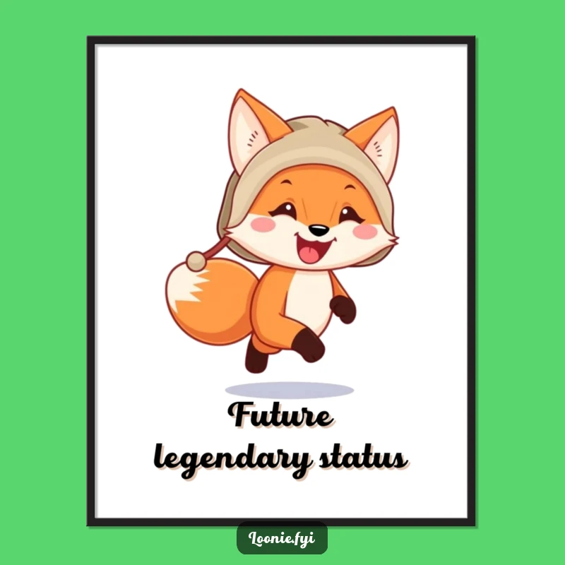 Funny Fox Trapper Hat Running Digital Art - Instant Download for Humorous Decor