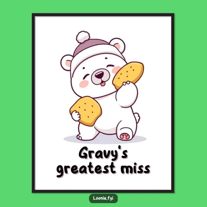 Funny Polar Bear Poutine Fail Digital Art - Instant Canadian Laughs!