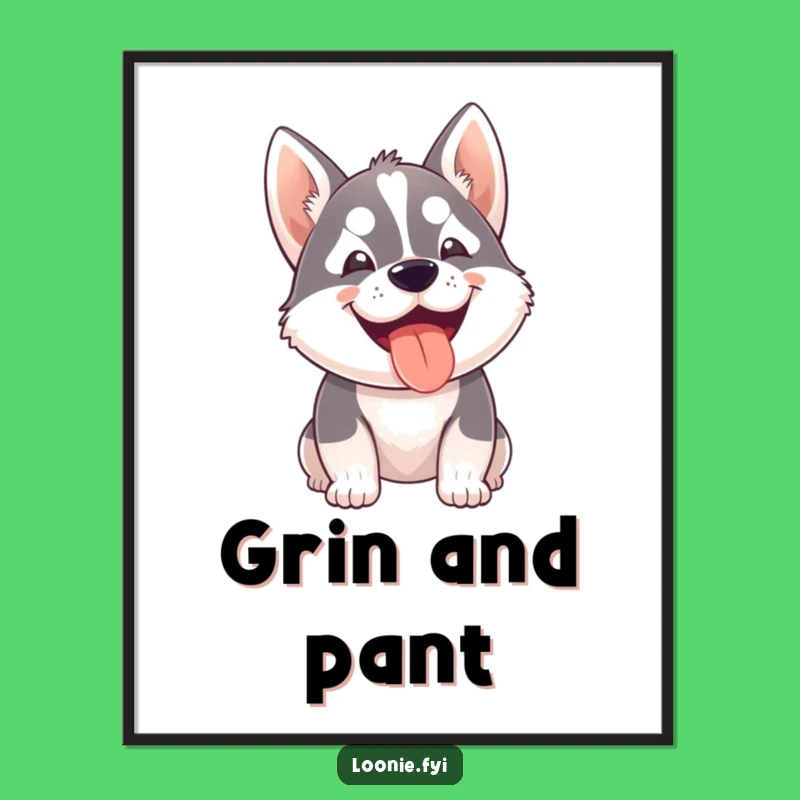 Funny Husky Grin Digital Art Print - Adorable & Hilarious Dog Decor