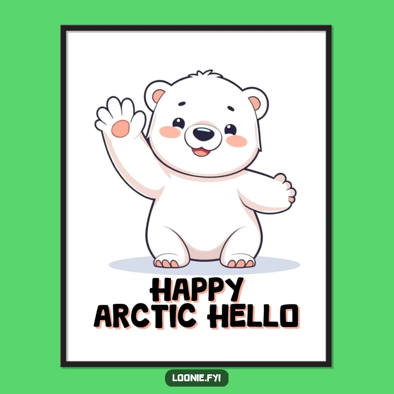 Funny Polar Bear Cub Digital Art: Frosty Wave - Instant Funny Gift