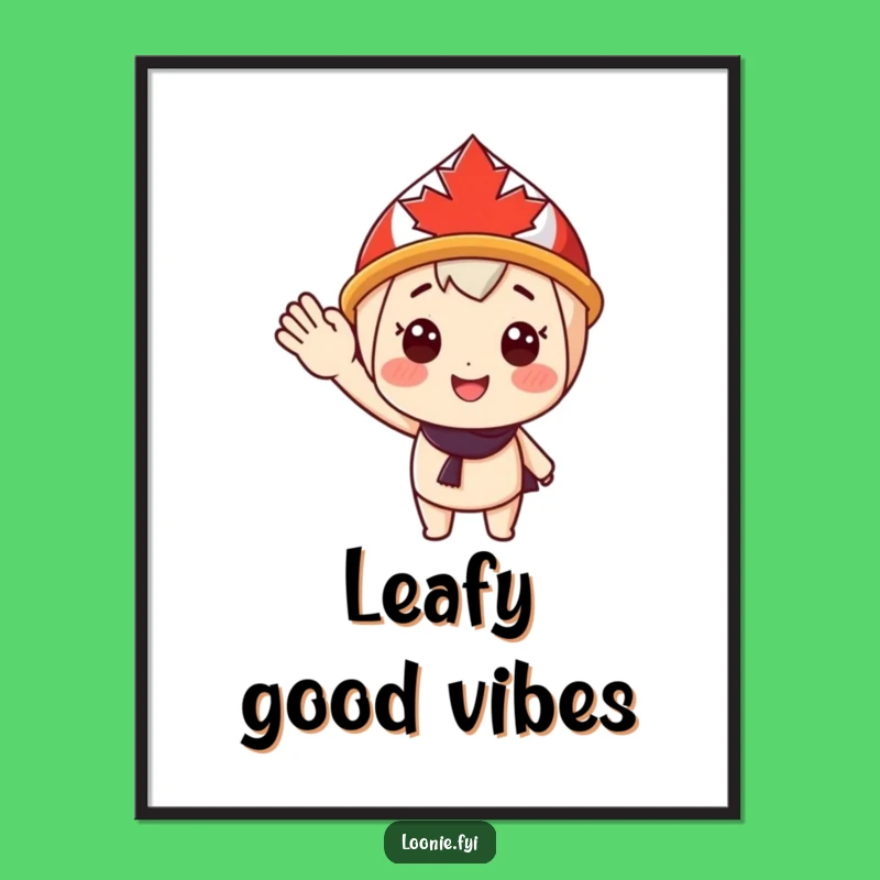 Funny Maple Leaf Wave Digital Art: Cheerful Canadian Greeting - Instant Happy Decor